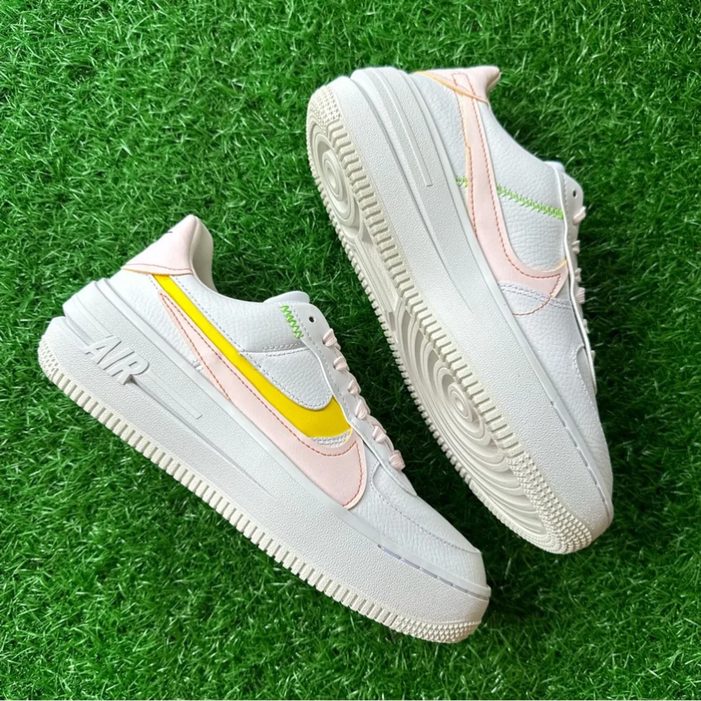 ✨New Nike Air Force 1 AF1 PLT.AF.ORM White / Pearl Pink - Opti Yellow - Picture 7 of 8